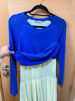 Vestido mini azul y amarillo