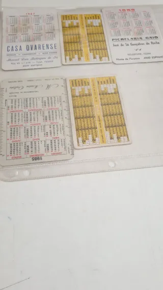 Calendários a partir de 1984 colados