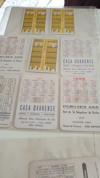 Calendários a partir de 1984 colados