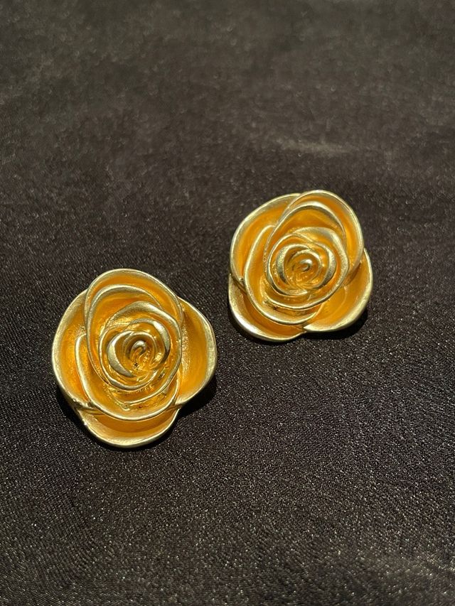 Pendientes Flor Rosa Dorados