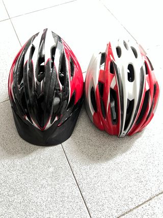 2 Cascos Bicicleta Rojo/Negro y Rojo/gris talla M