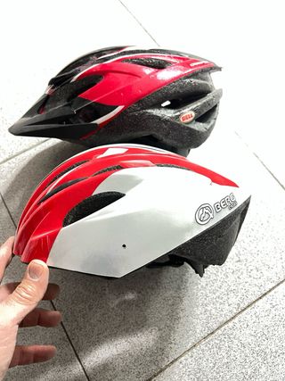 2 Cascos Bicicleta Rojo/Negro y Rojo/gris talla M