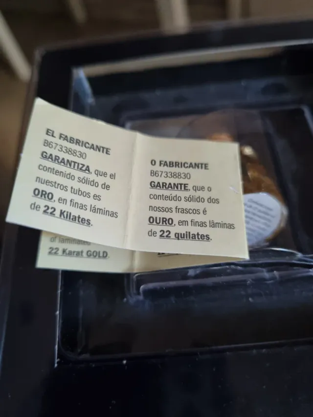 Frasco láminas oro 22 quilates con certificado