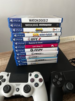 PS4 slim Negra + 2 Mandos + Juegos