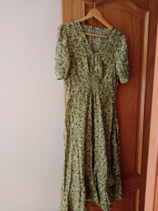 Vestido floral verde mujer