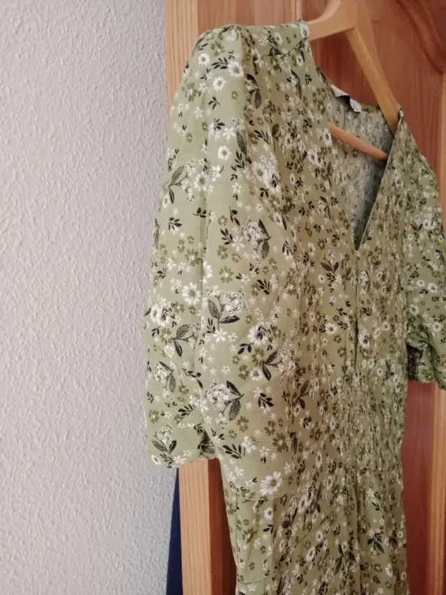 Vestido floral verde mujer