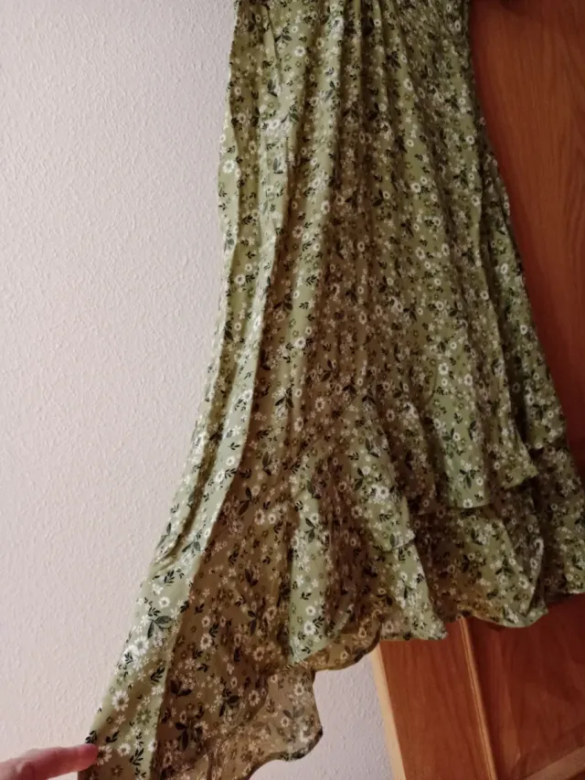 Vestido floral verde mujer