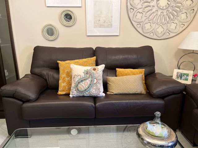 Divano in pelle 3 posti marrone