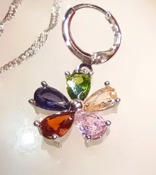 Conjunto Plata Ley Flor Multicolor