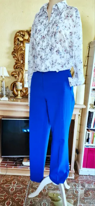 Pantalones Anchos Vestir Azul Eléctrico