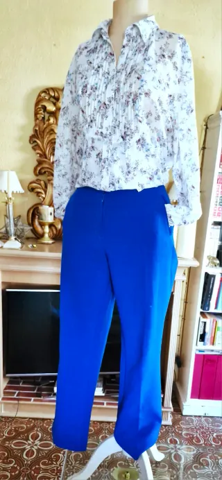 Pantalones Anchos Vestir Azul Eléctrico