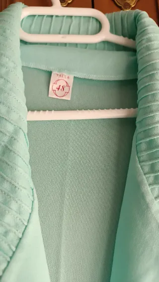 Conjunto camisón y bata verde azulado