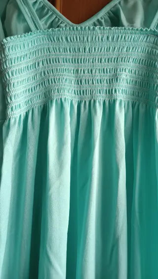 Conjunto camisón y bata verde azulado