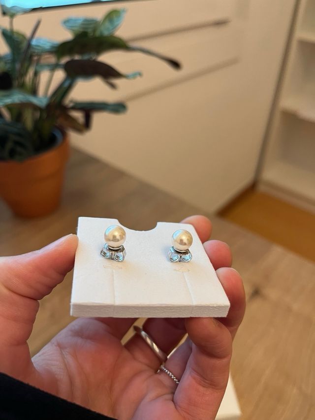 Pendientes perla plata