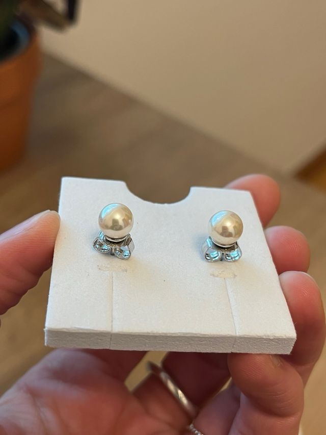 Pendientes perla plata