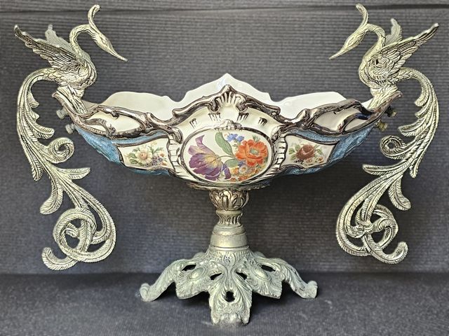 Centro de mesa porcelana cisnes