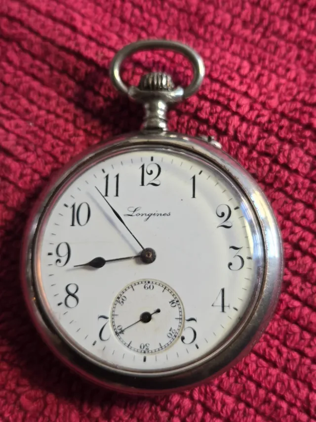 Reloj de bolsillo Longines plateado.5cm