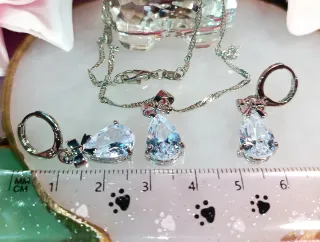 Conjunto Plata 925 y Circonias Con Lazos