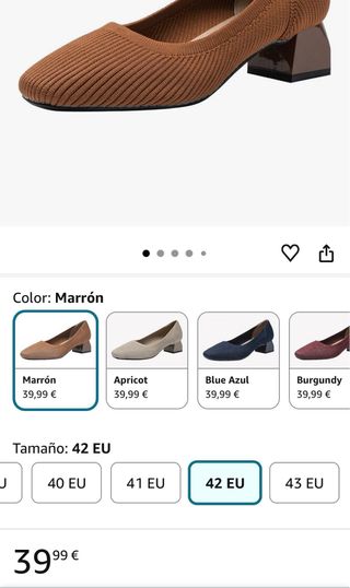 Zapatos punta cuadrada marrón talla 42