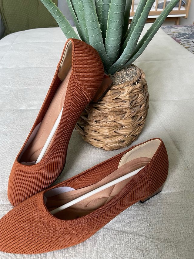 Zapatos punta cuadrada marrón talla 42