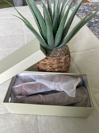 Zapatos punta cuadrada marrón talla 42