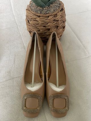 Zapatos de tacón beige mujer talla 42