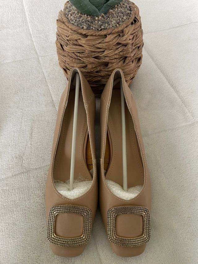 Zapatos de tacón beige mujer talla 42