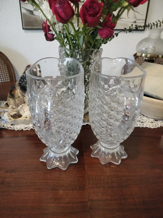 Juego 2 jarras cristal tallado