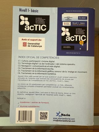 Certificacions ACTIC: Nivell 1 - bàsic (Catalan...