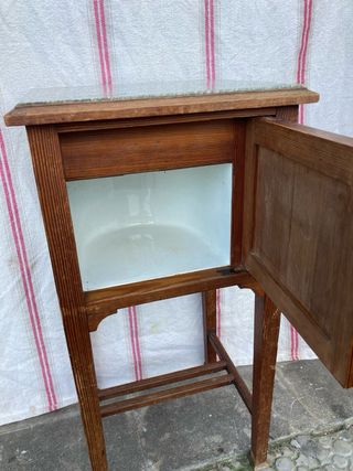 Mesita Noche Art Decó Madera y Mármol