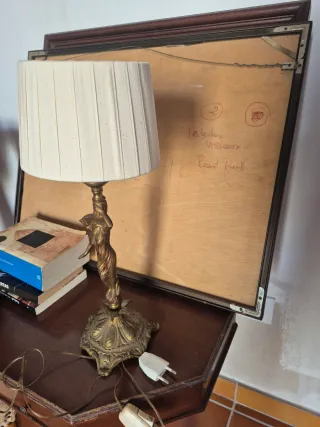 2 Lampade in bronzo o ottone vintage con figura femminile