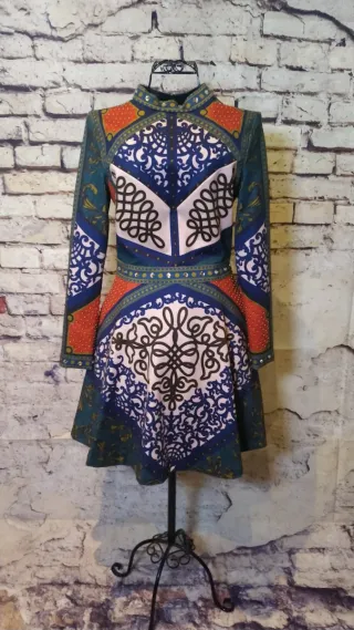 Vestido Highly Preppy azul, verde, naranja