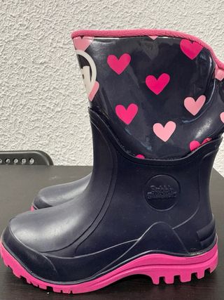 Botas de agua niña azul y rosa talla 28-29