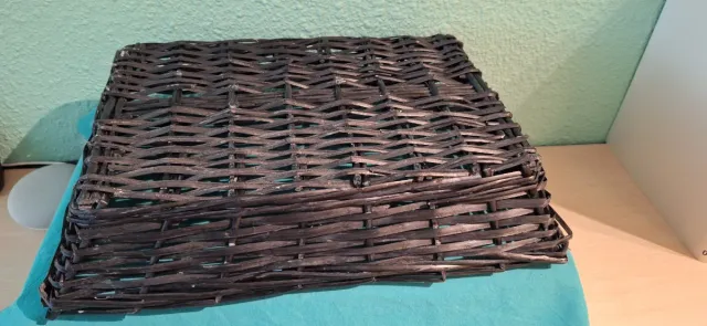 Cesta mimbre rectangular negra