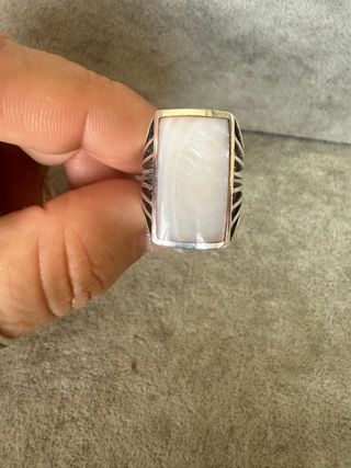 Anillo Plata Ley 925 con Piedra nacar
