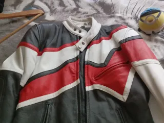 Chaqueta Moto Cuero Tricolor.. talla S