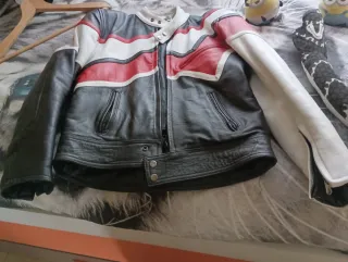 Chaqueta Moto Cuero Tricolor.. talla S