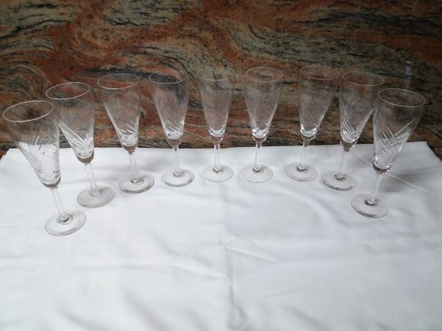 Lote 9 copas de champán de cristal
