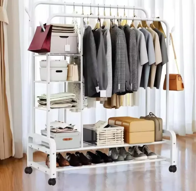 Burro perchero doble con estantes