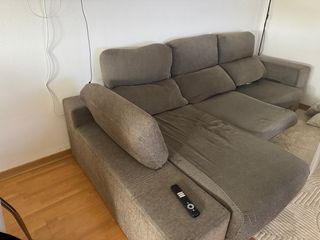 Chaiselongue sofá tela beige/gris
