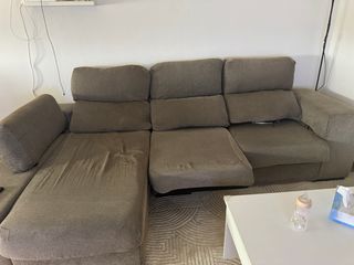 Chaiselongue sofá tela beige/gris