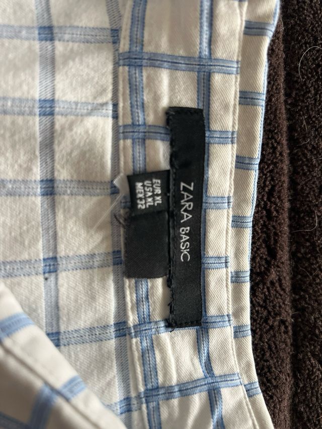 Camisa Zara cuadros azul y blanco