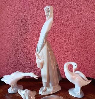 Lote 3 Figuras Lladró: Campesina y Ocas