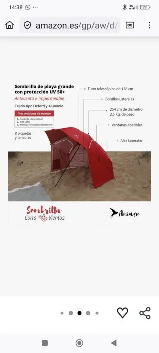 Sombrilla Playa Amiaire Grande 240cm