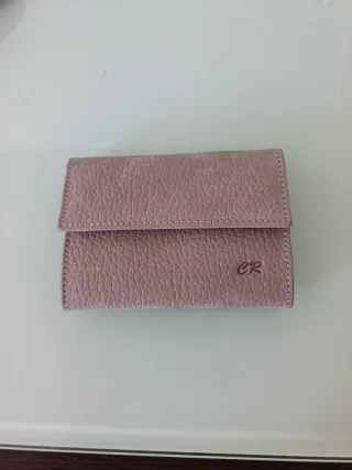 Cartera gris de piel l