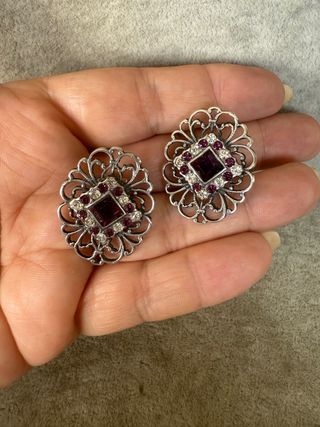 Pendientes Plata Ley 925 Circonitas Moradas