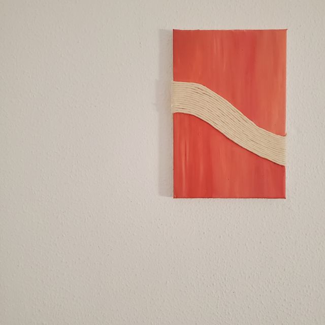 Cuadro Decorativo Minimalista Naranja y Beige