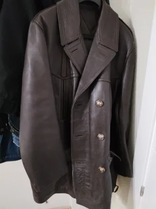 Chaquetón Cuero Vintage Marrón