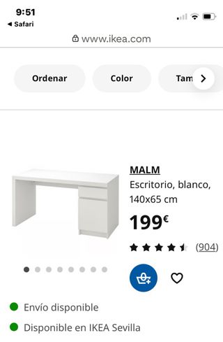 Escritorio IKEA MALM Beige 140x65 cm