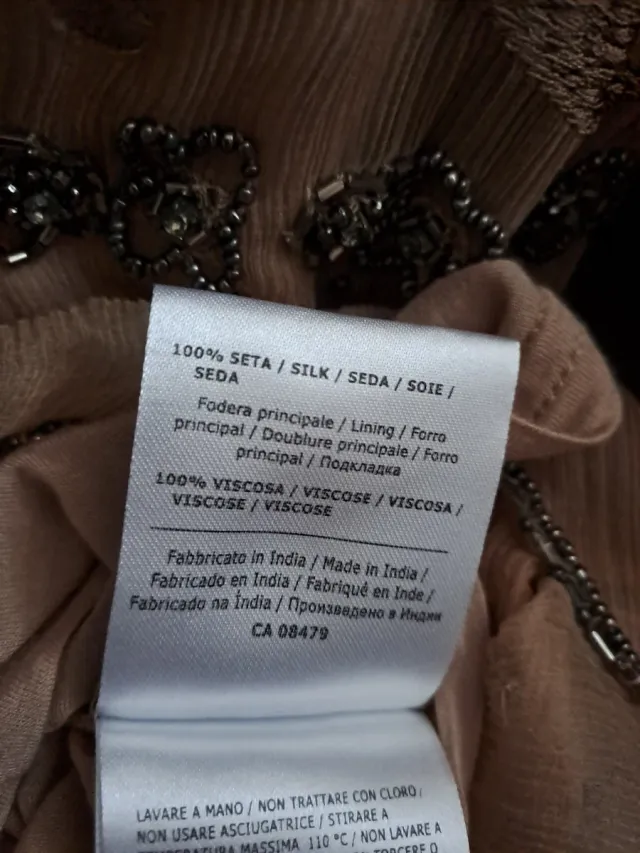 Blusa Seta Beige Oro Corallini Ricami